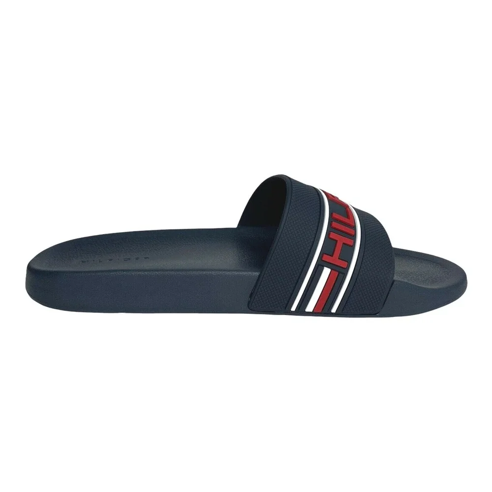 Tommy Hilfiger Mens ETTO Slide Sandals Size 11 Navy Blue Red Comfort Lightweight